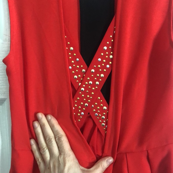 Fun red dress with gold cross cross back detail - Picture 2 of 3